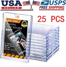 25 Pack Magnetic Trading Sports Card Holders 35pt One-Touch Hard UV Protection picture