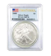 USA 2008 $1 American Silver Eagle Coin MS70 PCGS - picture