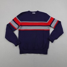 Vintage Meister Sweater Mens Large Blue Red New Wool Crewneck Pullover Knit 90s picture
