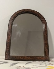 Antique 19th C. Victorian Arched Wall Mirror Faux Tortoiseshell Burl Wood Finish picture