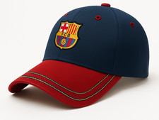Official Licensed FC Barcelona Baseball Cap - Navy Blue & Red Brim - Adjustable picture