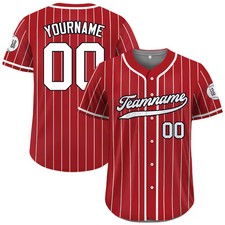 Printed Custom Red White Baseball Jersey Personalized Name Number picture