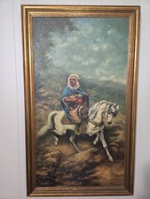 Adolf Schreyer Attributed Orientalist Arab Rider On Horse Signed SCHREYER  picture