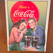 Coca-Cola Have a Coca-Cola Soda Advertising Sign Red Beige Green picture