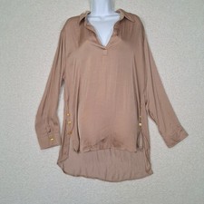 Satin Oversized Lightweight Tunic Sz XL Boho Pirate Chic Romantic Poemcore Flowy picture