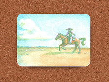 Original ACEO Western Equine Cloud Plains Landscape Cowboy Galloping ArtLatte picture