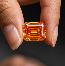 CERTIFIED 3.10 Carat Natural Orange Diamond Emerald Cut LOOSE VVS1/ 10 mm picture