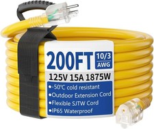 Cismorvex 200ft Outdoor/Indoor Extension Cord with Lighted 10/3 Gauge Ultra 3... picture