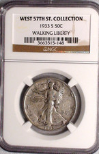 1933 S Walker Half NGC WEST 57TH ST. COLLECTION SEMI KEY SILVER 50C Coin picture