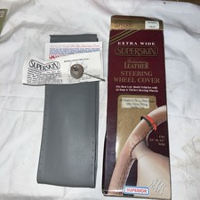 VTG genuine Leather Steering Wheel Cover, GRAY made by Superior in USA Lace On picture