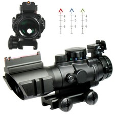 Tactical 4X32 Rifle Scope Fiber Optic Sight & illuminated Chevron Range Recticle picture
