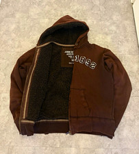 Abercrombie & Fitch Men's Wolf Jaw Jacket 2007 Distressed Zip Hoodie Brown M picture