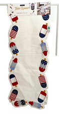 ENVOGUE TABLE RUNNER (1) PATRIOTIC POPSICLES SCALLOPED 14 X 70 IN POLYESTER NWT picture