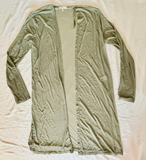 Love J Women's Green Solid Knit Open Front Long Sleeve Stretch Cardigan L TB1815 picture