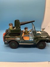 Vintage Mitake Japan Tin Battery Op Anti-Aircraft Jeep Toy Working W/ Box picture