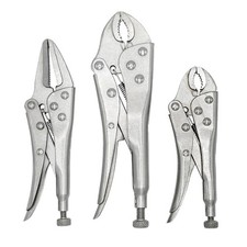 ULTRA STEEL 3PC Locking Plier Set Vise Wrench Carbon Steel Curved Jaw Long Nose picture