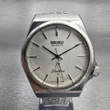 Seiko Watch Men 34mm Silver Dial Silver Tone Round 7121-7000 New Battery VTG picture