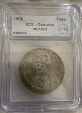 Beautiful 1966-MO Mexican Mexico Silver Un Peso ICG- Genuine picture