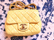 Chanel Mini Flap Bag Crossbody – Yellow Calf Leather – Very Good Condition picture