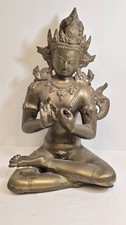 Antique Himalayan / Tibetan-Style Solid Bronze Seated Diety Statue 18
