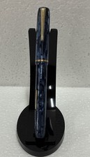 Vintage Majestic Fountain Pen Blue/Black Trim Marbled Celluloid 14K Gold Nib  picture