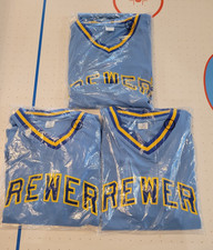 Milwaukee Brewers Hank Aaron Jersey Light Blue Size XL SGA picture