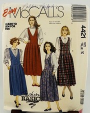 VTG 80s McCalls Sew Pattern 4421 Misses Dropped Waist Pleated Jumper Dress 10 UC picture
