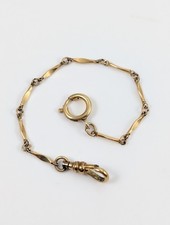Antique 1/20 14K Gold Filled Pocket Watch Chain 7 Inch Bar Link Clasp With Clip picture