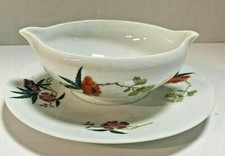 CERALENE A RAYNAUD ET CIE LIMOGES MIORAFLOR GRAVY BOAT WITH ATTACHED UNDERPLATE picture