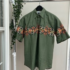 Gently Used Roper Mens Green Geometric Aztec Pearl Snap Western Shirt Small picture