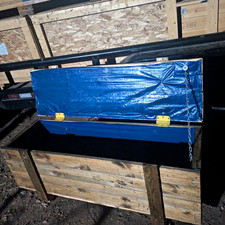 Large Rectangular Wooden Storage Containers Blue Lined Liner picture