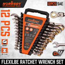 12PC Flex-Head Ratcheting Wrench Set Set w/ Organizer Metric/SAE 8-9mm 1/4”-7/8“ picture