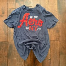 Aeropostale Vintage T-Shirt Mens S Navy Single Stitch 90s picture