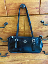 Coach Asher Small Black Leather Zip Shoulder Bag Silver Hardware Strap picture