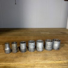 VTG Snap On Tools SAE 1/2 Drive 12 Point Shallow Socket Lot Of 7 picture
