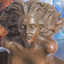 Vintage Bronze Sculpture Statue Woman Marble Deco J.Patoue Rare Decor Art Lady picture