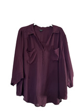 Torrid Size 3X Harper Georgette Pullover Blouse Dusty Rose Pockets #96 picture