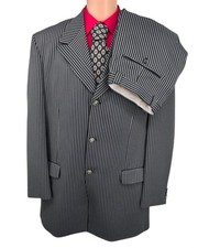 Vtg Vanetti Le Collezioni Rope Stripe 2PC Suit Retro 20s Gangster Men 46L 39x34 picture