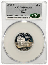 2001 S Kentucky Silver Golden Toned 25c CAC PR65DCAM picture