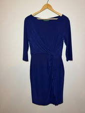 Lauren Ralph Lauren Dress 8P Petite Royal Blue Side Twist Ruffle Sheath picture