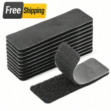 30Pcs Self Adhesive Hook Loop Strips Black Heavy Duty Sticky Back Tape Fastener picture
