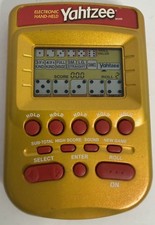 Hasbro 2002 Vintage Yahtzee Handheld Pocket Electronic Game Gold Tested Works  picture