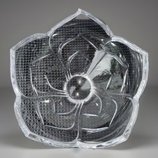Hand Cut Crystal Lotus Bowl 7.5” Sculptural Petal Flower Design Unmarked Crystal picture