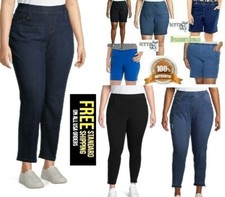 Terra & Sky /Jack David Women's Plus Size Blue Pull on Denim jean Pants/Short picture