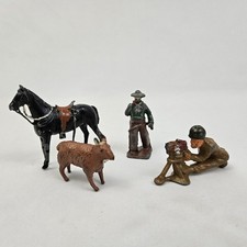 Metal Toy Figures Horse WWI Soldier Cowboy Goat Hand Painted Vintage England  picture