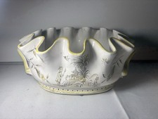 Vintage French Faience Chinoiserie Monteith Bowl Scallop Centerpiece Moustiers  picture