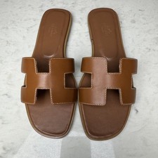 Hermes Women's Brown Leather Sandals EUR37 / US 6.5 Women picture