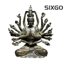   Antique Alloy Thousand Hand Guanyin Buddha Statue Home Desktop Decoration picture