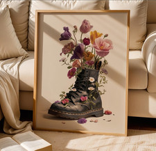 Spring Flower Boot Wall Art Botanical Floral Print Alternative 5x7 inch Unframe picture