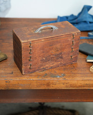 Antique Apothecary Cabinet Tool Box Wood Drawer Pencil Pen Artist Case Vintage picture